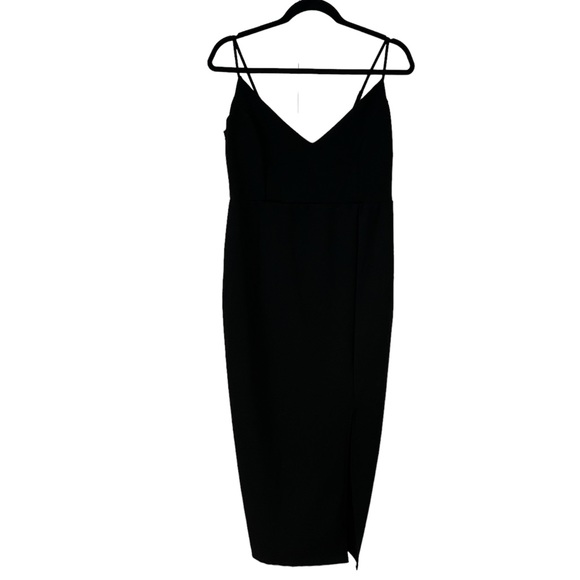 Black Midi Dress with Front Slit - Picture 3 of 12
